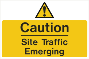 Site Safety Construction SITE TRAFFIC EMERGING signs TWIN PACK Robust 5mm